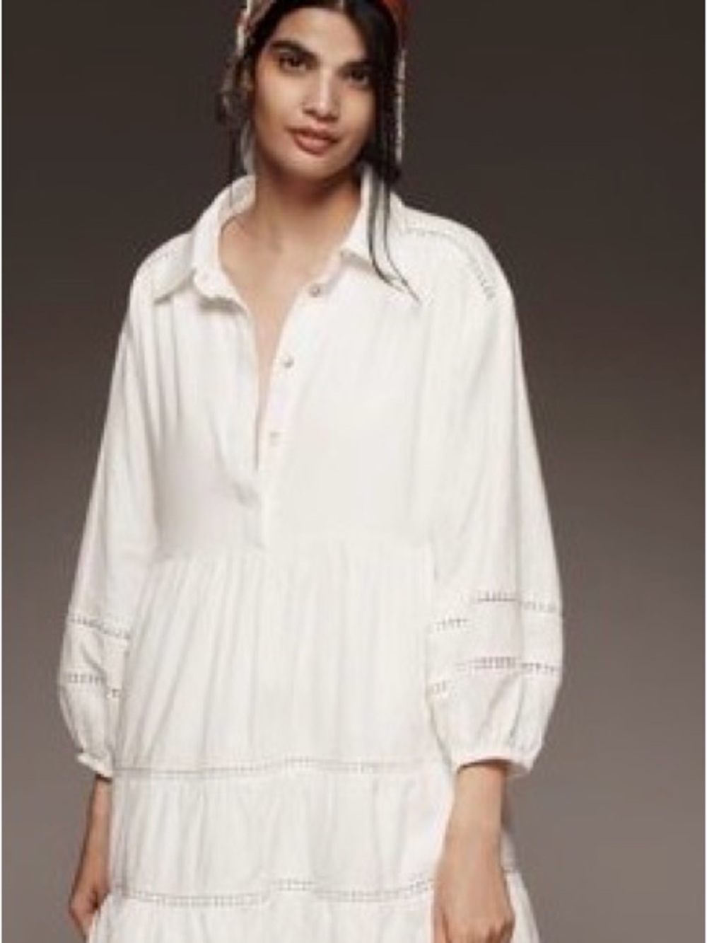 Anthropologie White Tiered Mini Dress